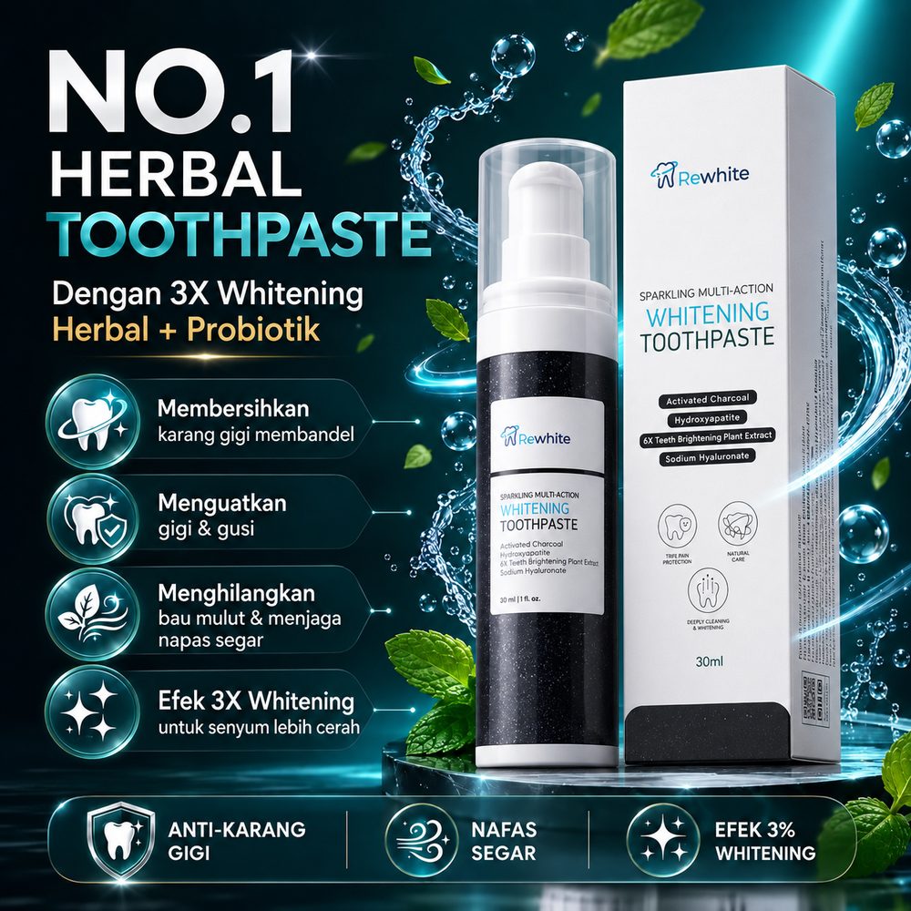Rewhite - No 1 Herbal Toothpaste, 3X Whitening Herbal Probiotik
