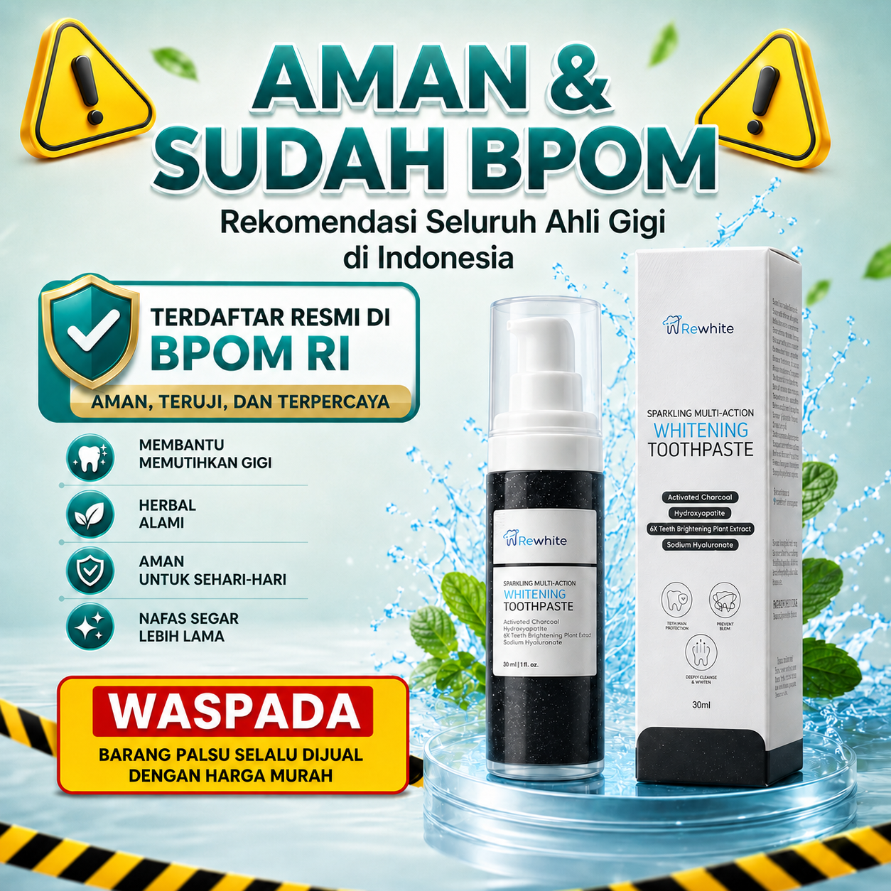 Rewhite Aman dan Sudah BPOM - Terdaftar resmi di BPOM RI, waspada barang palsu